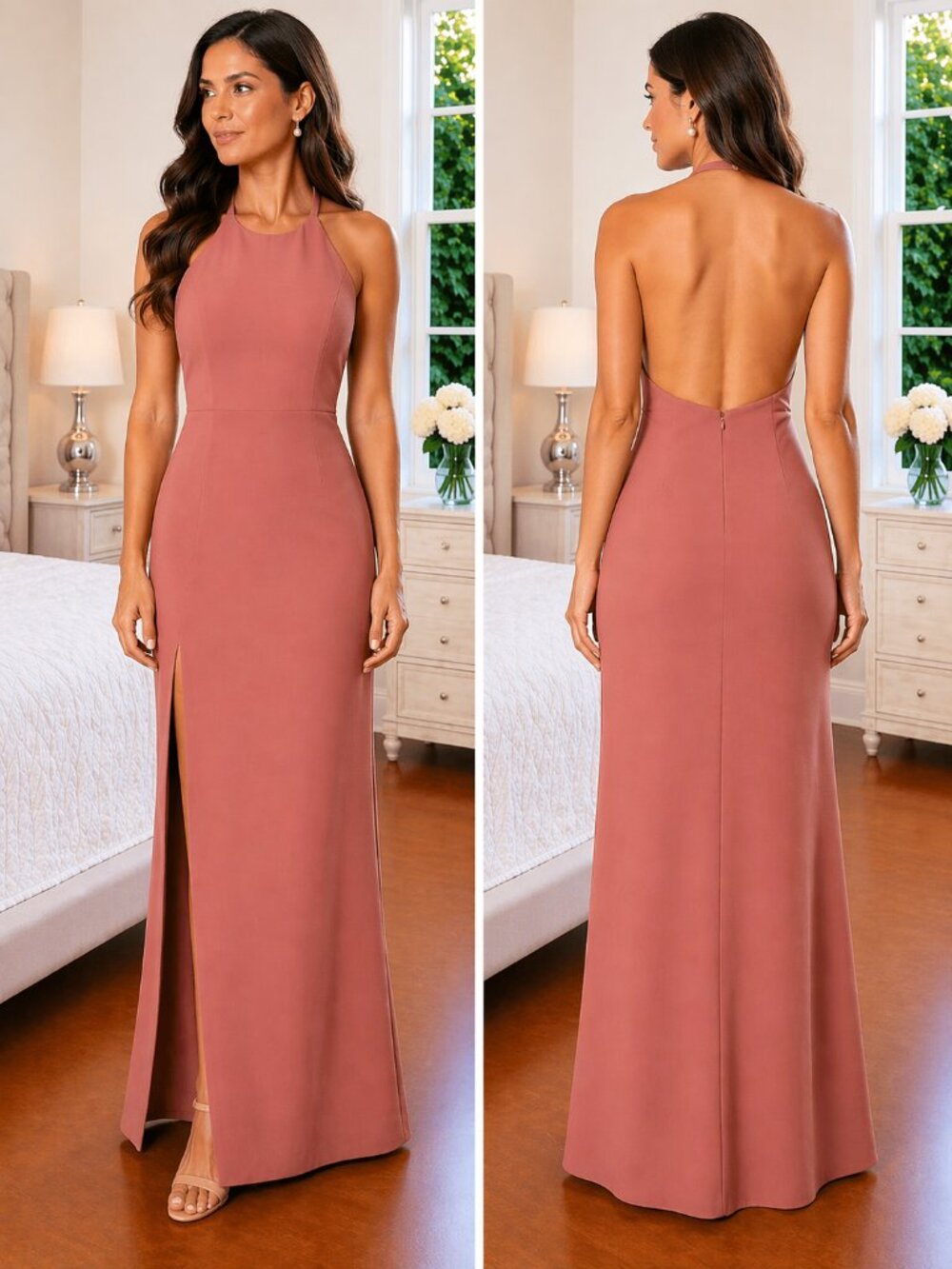 Elizabeth & James Pink Ventus Halter Formal Gown $695